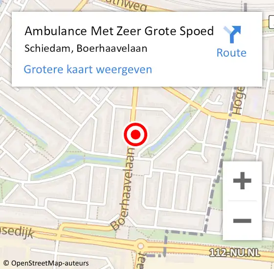 Locatie op kaart van de 112 melding: Ambulance Met Zeer Grote Spoed Naar Schiedam, Boerhaavelaan op 21 september 2024 12:15