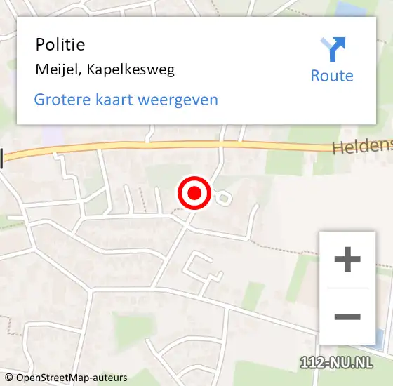 Locatie op kaart van de 112 melding: Politie Meijel, Kapelkesweg op 21 september 2024 12:21