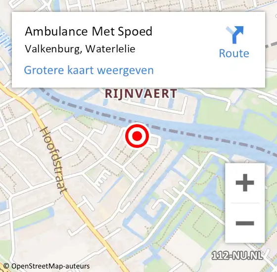 Locatie op kaart van de 112 melding: Ambulance Met Spoed Naar Valkenburg, Waterlelie op 21 september 2024 12:28