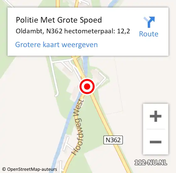 Locatie op kaart van de 112 melding: Politie Met Grote Spoed Naar Oldambt, N362 hectometerpaal: 12,2 op 21 september 2024 12:29