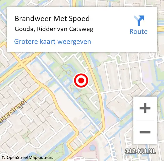 Locatie op kaart van de 112 melding: Brandweer Met Spoed Naar Gouda, Ridder van Catsweg op 21 september 2024 12:30