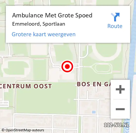 Locatie op kaart van de 112 melding: Ambulance Met Grote Spoed Naar Emmeloord, Sportlaan op 20 oktober 2014 20:30