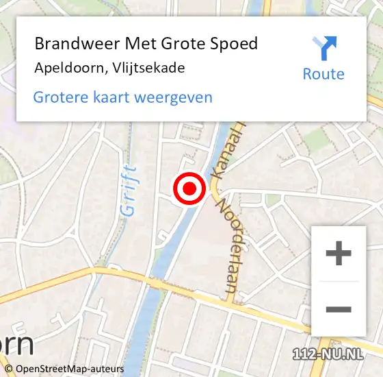 Locatie op kaart van de 112 melding: Brandweer Met Grote Spoed Naar Apeldoorn, Vlijtsekade op 21 september 2024 13:01