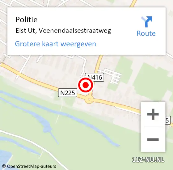 Locatie op kaart van de 112 melding: Politie Elst Ut, Veenendaalsestraatweg op 20 oktober 2014 20:38