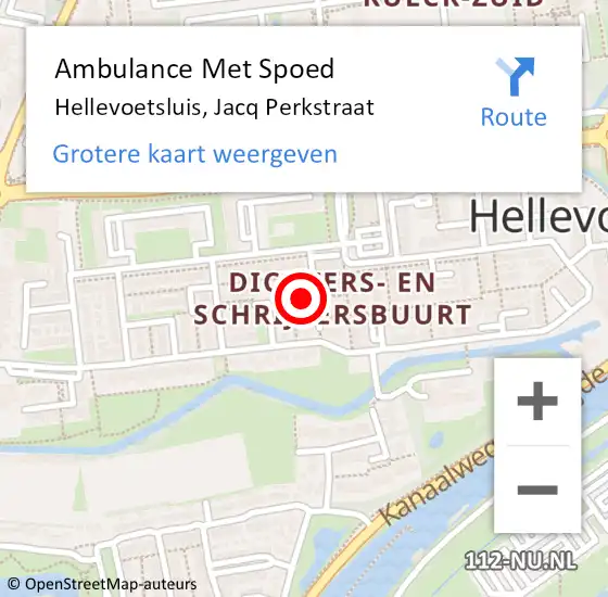 Locatie op kaart van de 112 melding: Ambulance Met Spoed Naar Hellevoetsluis, Jacq Perkstraat op 21 september 2024 13:06