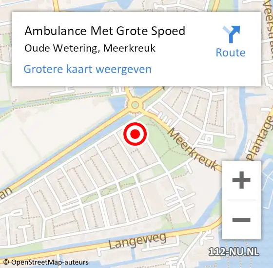 Locatie op kaart van de 112 melding: Ambulance Met Grote Spoed Naar Oude Wetering, Meerkreuk op 21 september 2024 13:18