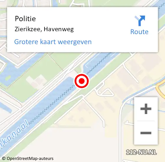 Locatie op kaart van de 112 melding: Politie Zierikzee, Havenweg op 21 september 2024 13:21