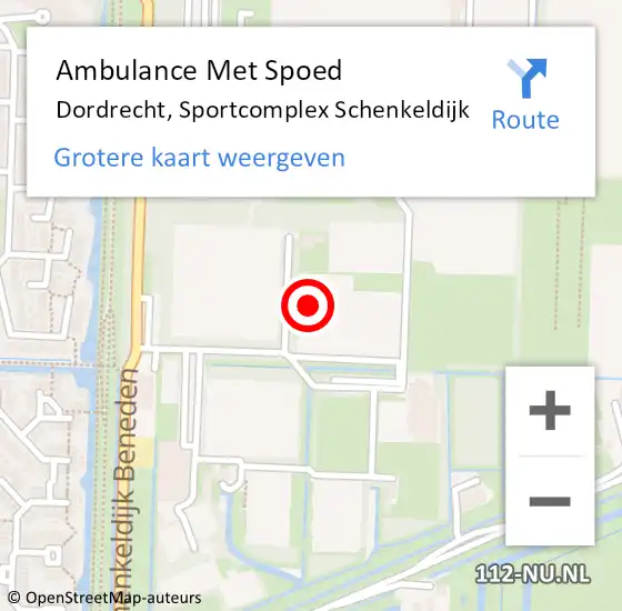 Locatie op kaart van de 112 melding: Ambulance Met Spoed Naar Dordrecht, Sportcomplex Schenkeldijk op 21 september 2024 13:24