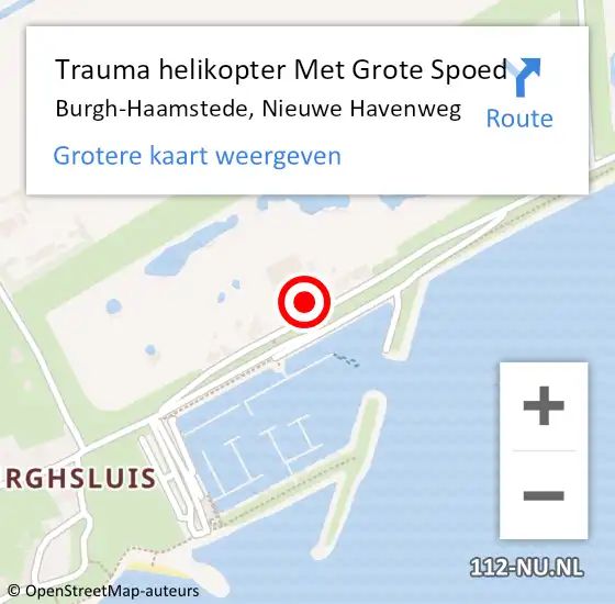 Locatie op kaart van de 112 melding: Trauma helikopter Met Grote Spoed Naar Burgh-Haamstede, Nieuwe Havenweg op 21 september 2024 13:25