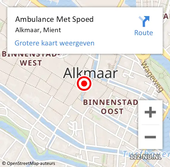 Locatie op kaart van de 112 melding: Ambulance Met Spoed Naar Alkmaar, Mient op 21 september 2024 13:36