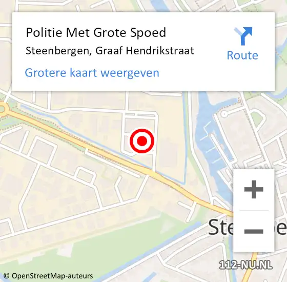 Locatie op kaart van de 112 melding: Politie Met Grote Spoed Naar Steenbergen, Graaf Hendrikstraat op 21 september 2024 13:47