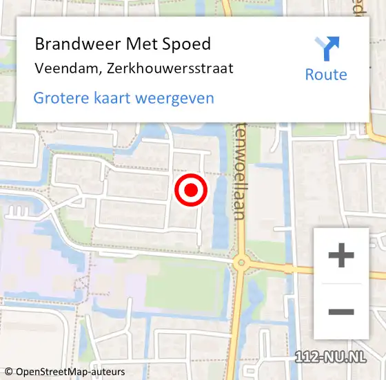 Locatie op kaart van de 112 melding: Brandweer Met Spoed Naar Veendam, Zerkhouwersstraat op 20 oktober 2014 20:54