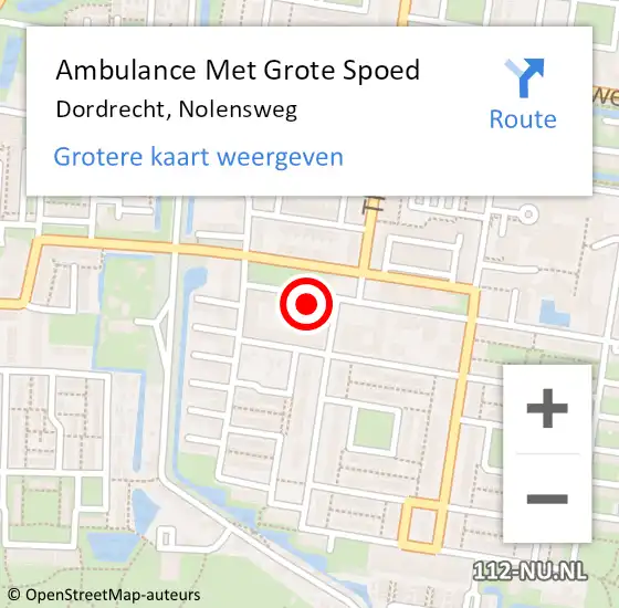 Locatie op kaart van de 112 melding: Ambulance Met Grote Spoed Naar Dordrecht, Nolensweg op 21 september 2024 14:03