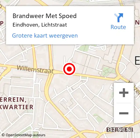 Locatie op kaart van de 112 melding: Brandweer Met Spoed Naar Eindhoven, Lichtstraat op 21 september 2024 14:07