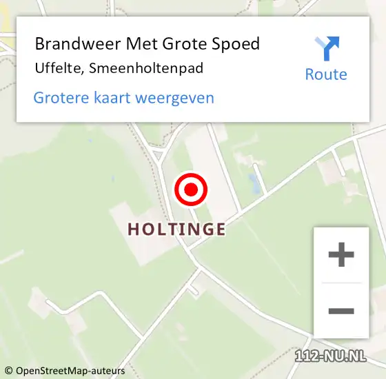 Locatie op kaart van de 112 melding: Brandweer Met Grote Spoed Naar Uffelte, Smeenholtenpad op 21 september 2024 14:07