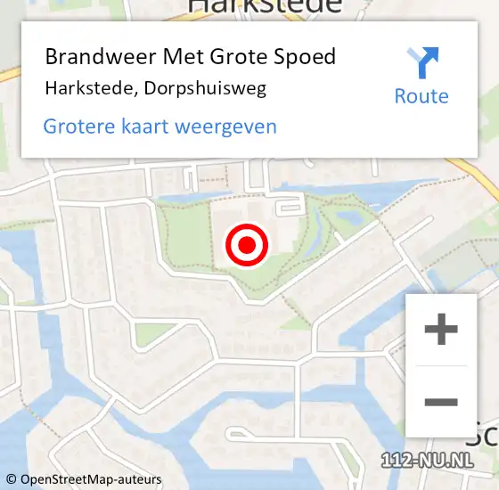 Locatie op kaart van de 112 melding: Brandweer Met Grote Spoed Naar Harkstede, Dorpshuisweg op 21 september 2024 14:19