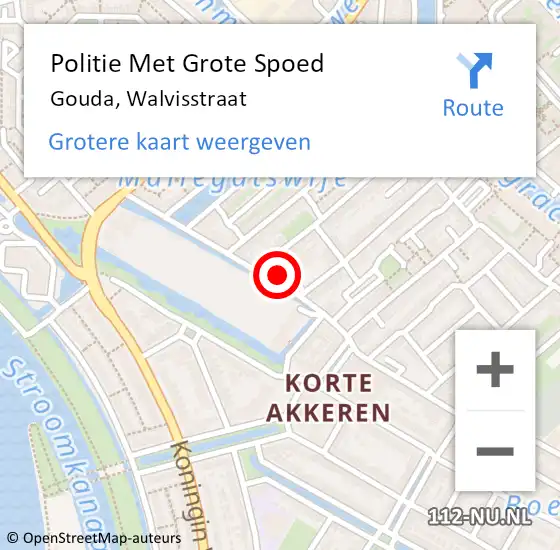 Locatie op kaart van de 112 melding: Politie Met Grote Spoed Naar Gouda, Walvisstraat op 21 september 2024 14:31