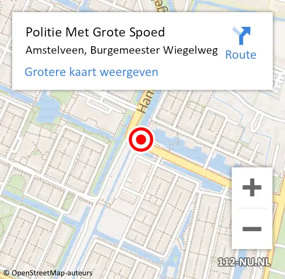 Locatie op kaart van de 112 melding: Politie Met Grote Spoed Naar Amstelveen, Burgemeester Wiegelweg op 21 september 2024 14:43