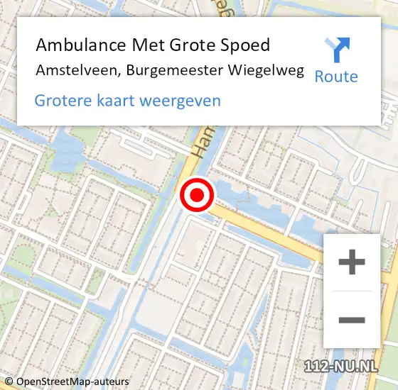 Locatie op kaart van de 112 melding: Ambulance Met Grote Spoed Naar Amstelveen, Burgemeester Wiegelweg op 21 september 2024 14:43