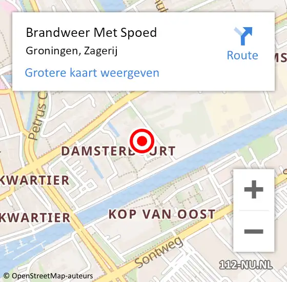 Locatie op kaart van de 112 melding: Brandweer Met Spoed Naar Groningen, Zagerij op 21 september 2024 14:44