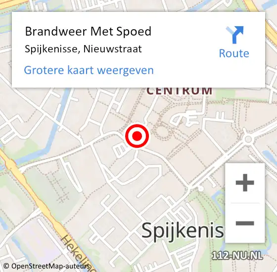 Locatie op kaart van de 112 melding: Brandweer Met Spoed Naar Spijkenisse, Nieuwstraat op 21 september 2024 14:52