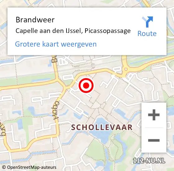 Locatie op kaart van de 112 melding: Brandweer Capelle aan den IJssel, Picassopassage op 21 september 2024 14:56