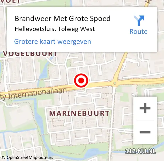 Locatie op kaart van de 112 melding: Brandweer Met Grote Spoed Naar Hellevoetsluis, Tolweg West op 21 september 2024 14:58