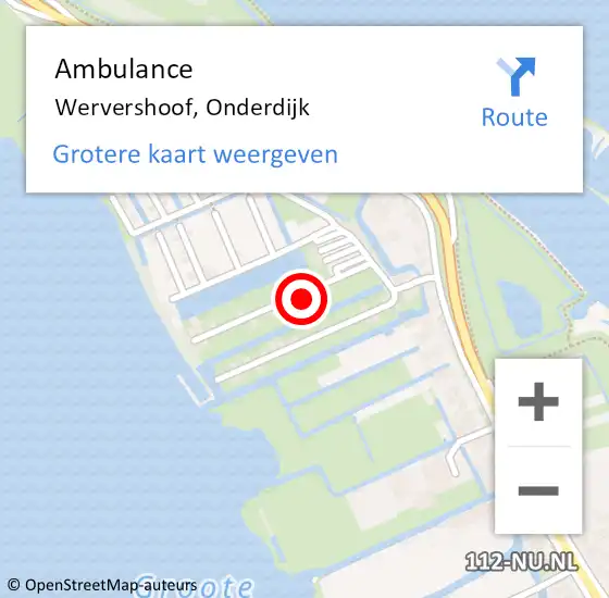 Locatie op kaart van de 112 melding: Ambulance Wervershoof, Onderdijk op 21 september 2024 15:03