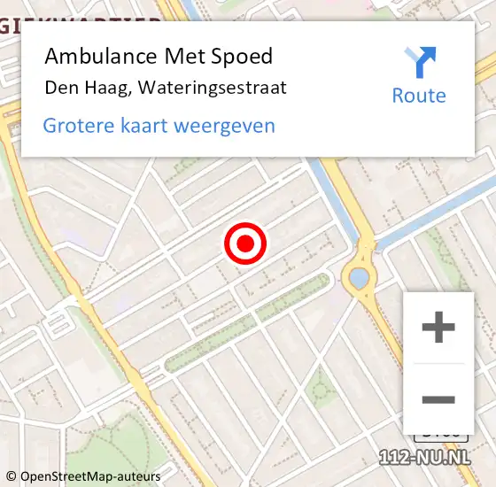 Locatie op kaart van de 112 melding: Ambulance Met Spoed Naar Den Haag, Wateringsestraat op 21 september 2024 15:08