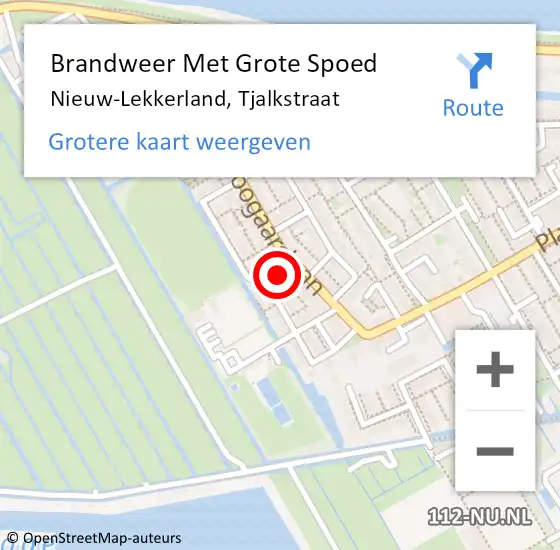 Locatie op kaart van de 112 melding: Brandweer Met Grote Spoed Naar Nieuw-Lekkerland, Tjalkstraat op 20 oktober 2014 21:09