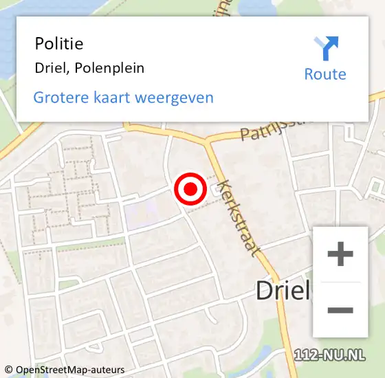 Locatie op kaart van de 112 melding: Politie Driel, Polenplein op 21 september 2024 15:17