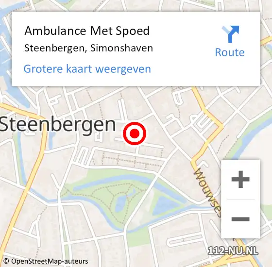 Locatie op kaart van de 112 melding: Ambulance Met Spoed Naar Steenbergen, Simonshaven op 20 oktober 2014 21:09