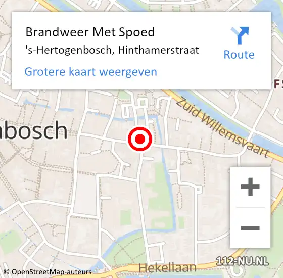 Locatie op kaart van de 112 melding: Brandweer Met Spoed Naar 's-Hertogenbosch, Hinthamerstraat op 21 september 2024 15:29