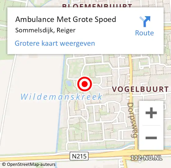 Locatie op kaart van de 112 melding: Ambulance Met Grote Spoed Naar Sommelsdijk, Reiger op 21 september 2024 15:31