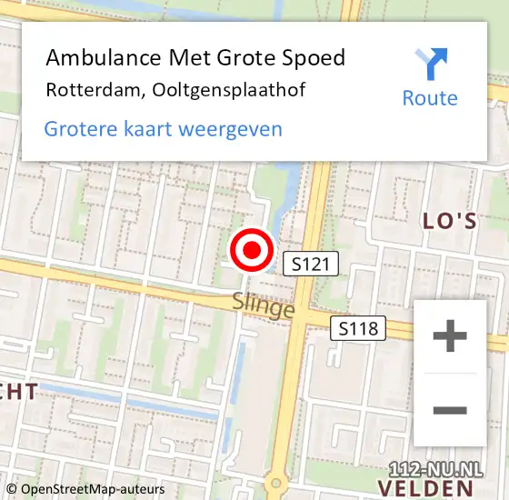 Locatie op kaart van de 112 melding: Ambulance Met Grote Spoed Naar Rotterdam, Ooltgensplaathof op 21 september 2024 15:33