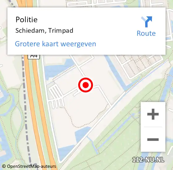 Locatie op kaart van de 112 melding: Politie Schiedam, Trimpad op 21 september 2024 15:33