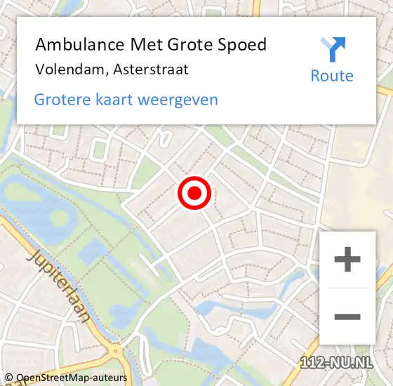 Locatie op kaart van de 112 melding: Ambulance Met Grote Spoed Naar Volendam, Asterstraat op 21 september 2024 15:37