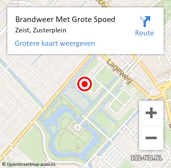 Locatie op kaart van de 112 melding: Brandweer Met Grote Spoed Naar Zeist, Zusterplein op 21 september 2024 15:40