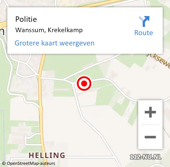 Locatie op kaart van de 112 melding: Politie Wanssum, Krekelkamp op 21 september 2024 15:41