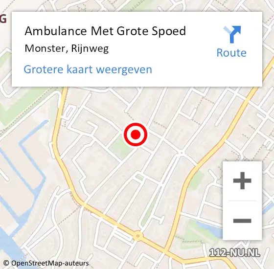 Locatie op kaart van de 112 melding: Ambulance Met Grote Spoed Naar Monster, Rijnweg op 21 september 2024 15:47