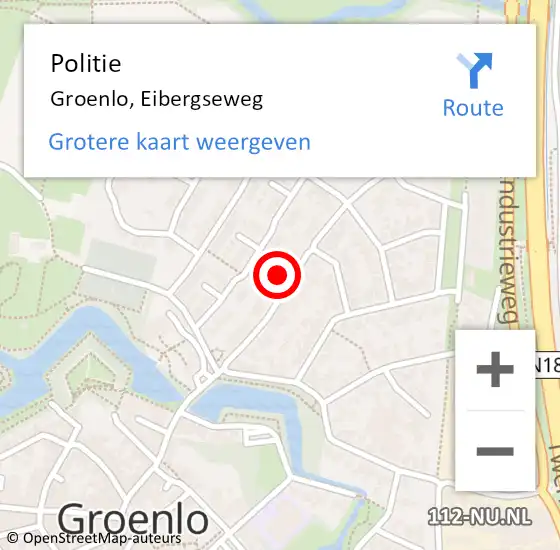 Locatie op kaart van de 112 melding: Politie Groenlo, Eibergseweg op 21 september 2024 15:50