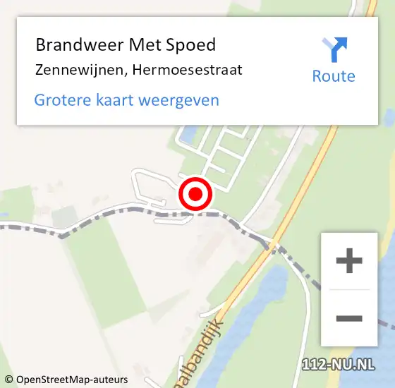 Locatie op kaart van de 112 melding: Brandweer Met Spoed Naar Zennewijnen, Hermoesestraat op 21 september 2024 15:56