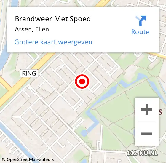 Locatie op kaart van de 112 melding: Brandweer Met Spoed Naar Assen, Ellen op 21 september 2024 15:59