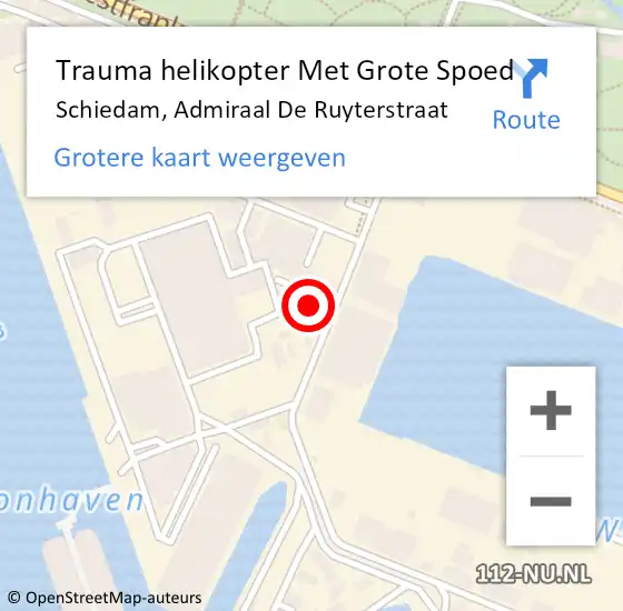 Locatie op kaart van de 112 melding: Trauma helikopter Met Grote Spoed Naar Schiedam, Admiraal De Ruyterstraat op 21 september 2024 15:59