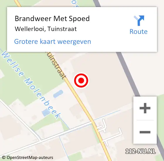 Locatie op kaart van de 112 melding: Brandweer Met Spoed Naar Wellerlooi, Tuinstraat op 21 september 2024 16:04