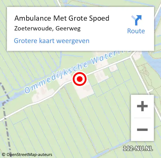 Locatie op kaart van de 112 melding: Ambulance Met Grote Spoed Naar Zoeterwoude, Geerweg op 21 september 2024 16:22