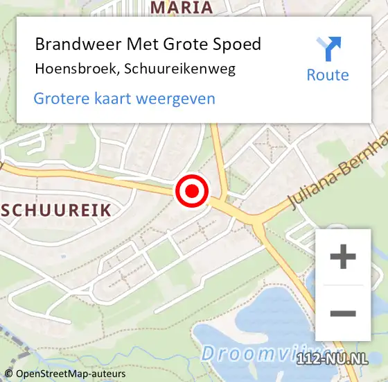 Locatie op kaart van de 112 melding: Brandweer Met Grote Spoed Naar Hoensbroek, Schuureikenweg op 21 september 2024 16:23