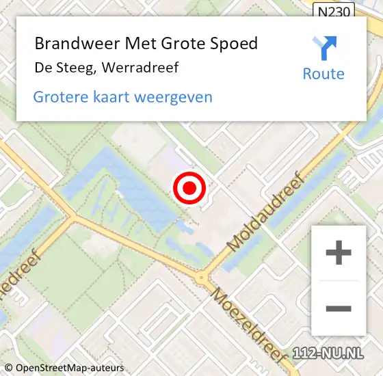 Locatie op kaart van de 112 melding: Brandweer Met Grote Spoed Naar De Steeg, Werradreef op 21 september 2024 16:33