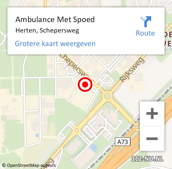 Locatie op kaart van de 112 melding: Ambulance Met Spoed Naar Herten, Schepersweg op 21 september 2024 17:02