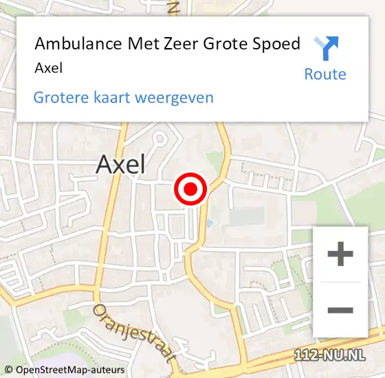 Locatie op kaart van de 112 melding: Ambulance Met Zeer Grote Spoed Naar Axel op 21 september 2024 17:03